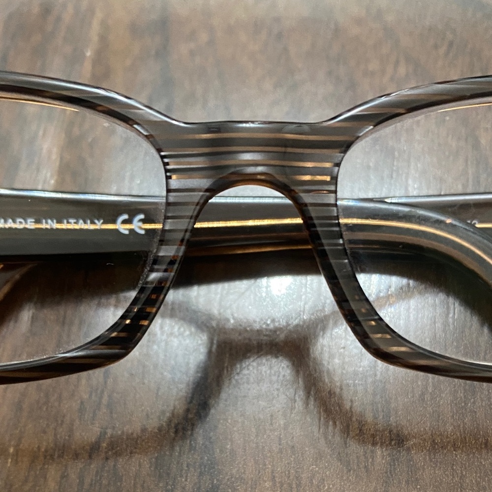 Versace Brown Gray Striped Rectangular Eyewear Gl… - image 8